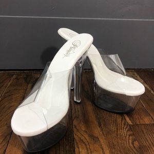 Clear Slip On Pleaser Heels NWOT